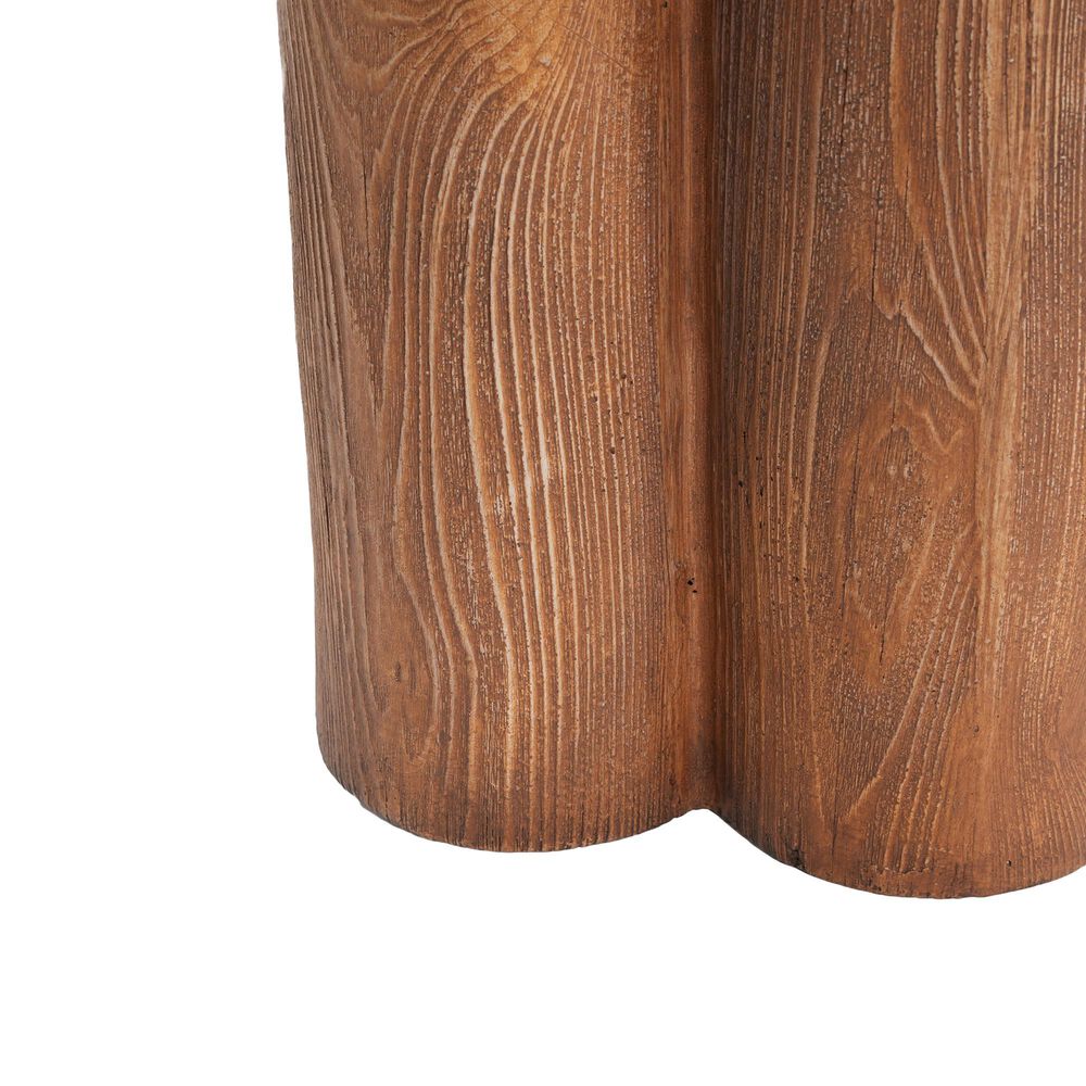 Hearth and Haven Iris Outdoor Round Side Table with 3 Cylindrical Legs in Brown, , large