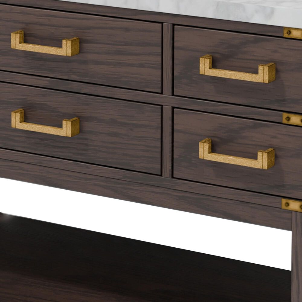 Lexora Home Norwalk 48" Single Bathroom Vanity in Brown Oak with White Carrara Marble Top  and Rectangle Sink, , large