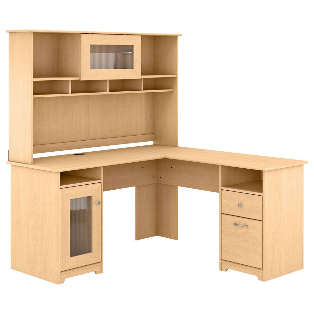 Bush Cabot 60" L-Shaped Desk with Hutch in Natural Maple, , large