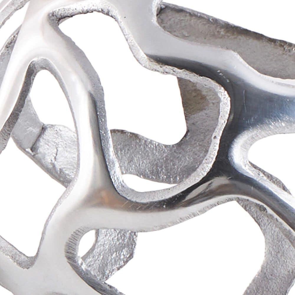 Maple and Jade 3-Piece Abstract Cutout Orb Decorative Sculpture Set in Silver, , large