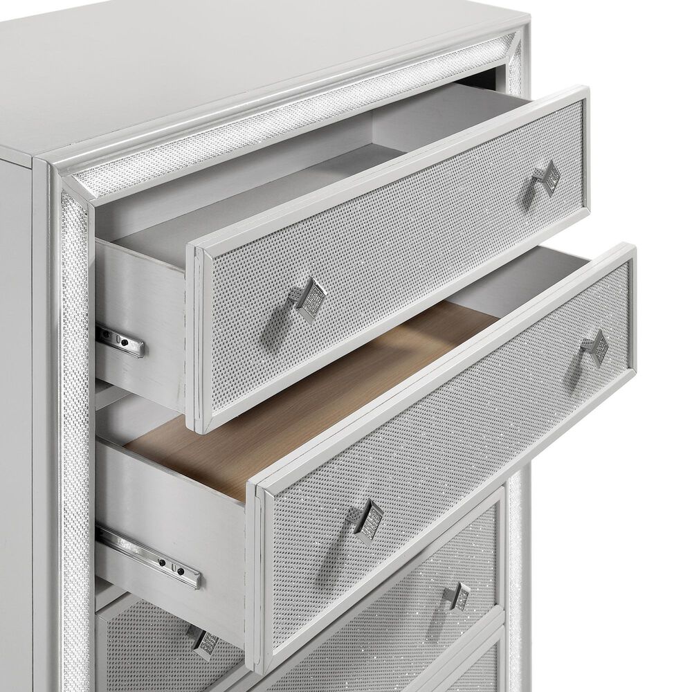 New Heritage Design Stardust 5-Drawer Chest in White, , large