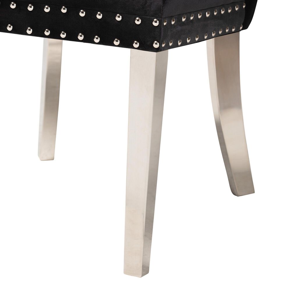 Baxton Studio Honora Side Chair with Black Velvet in Silver (Set of 2), , large