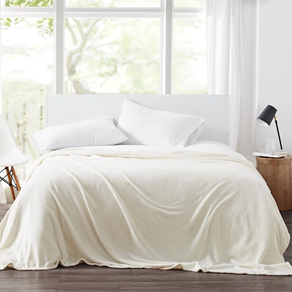 Pem America Cannon Solid Plush Full/Queen Blanket in Ivory, , large