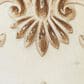 Maple and Jade 72" x 16" Wood Floral Slim Wall Mirror with Carved Scrollwork in Distressed White and Mocha Brown, , large