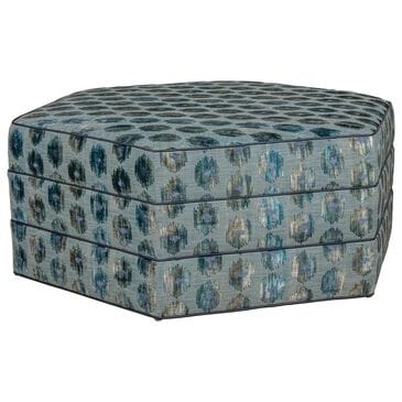 Massoud Furniture Hex Large Ottoman in Ikat Spot Teal and Ashby Navy, , large