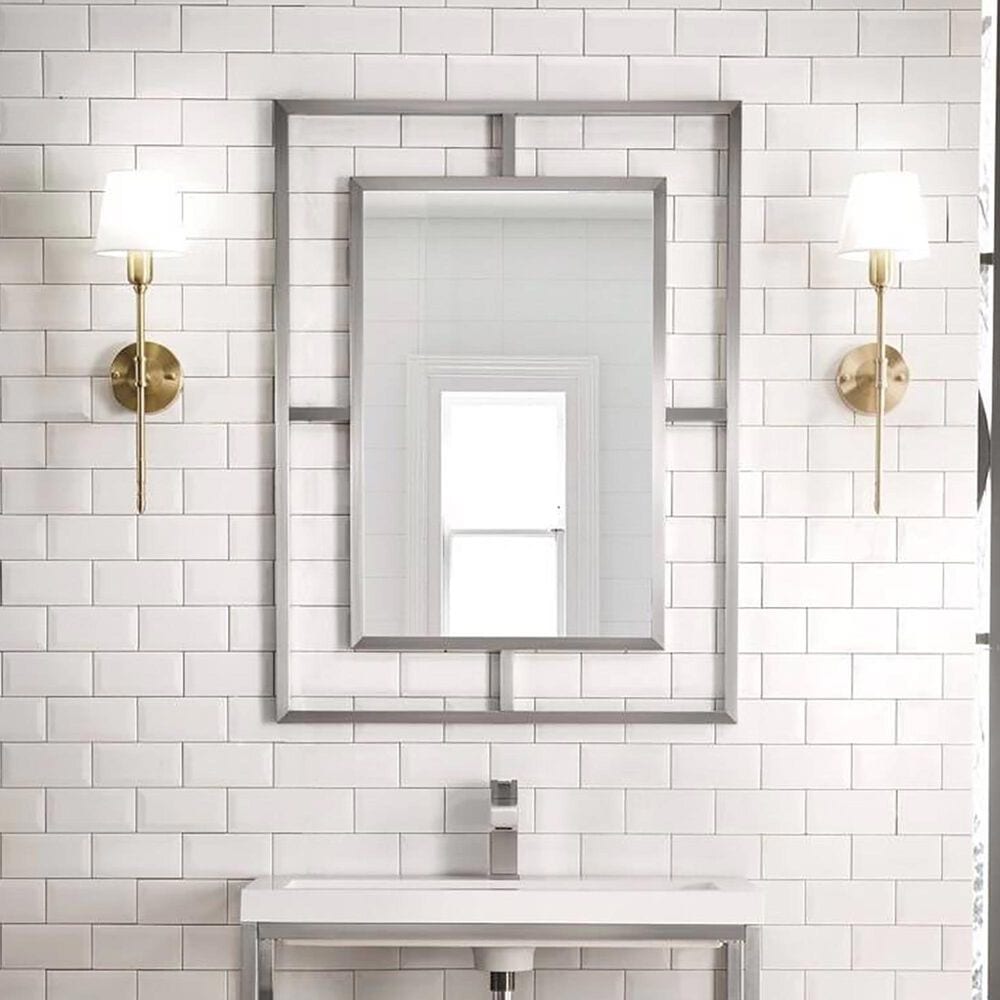 James Martin Vanities Boston 30" Rectangular Mirror in Brushed Nickel, , large