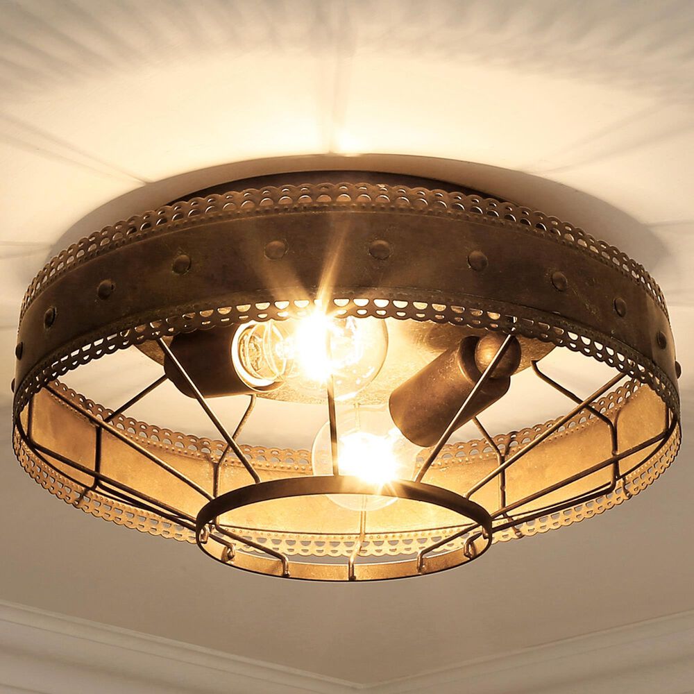 Golden Lighting Ferris 2-Light Flush Mount in Copper Patina, , large