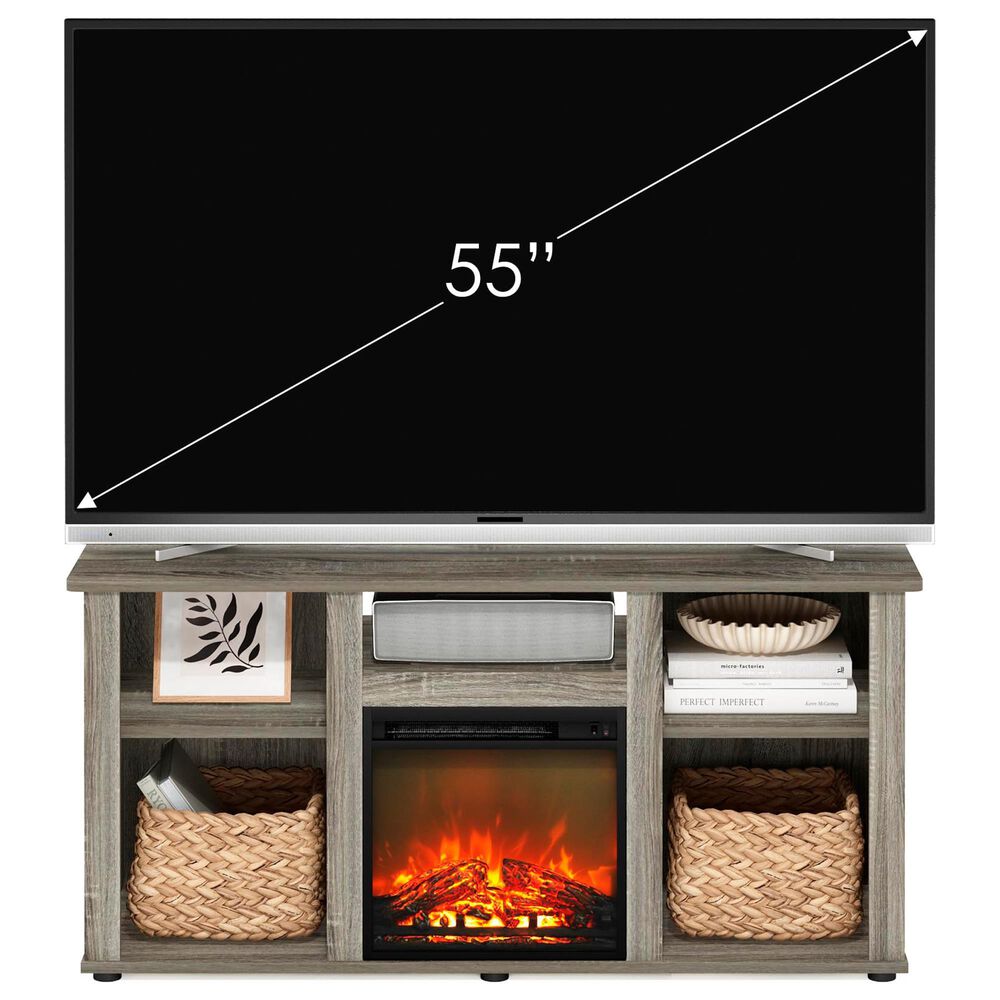 HOMLUX 47" Rectangular TV Stand with Electric Fireplace in French Oak Grey, , large