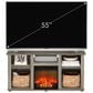 HOMLUX 47" Rectangular TV Stand with Electric Fireplace in French Oak Grey, , large