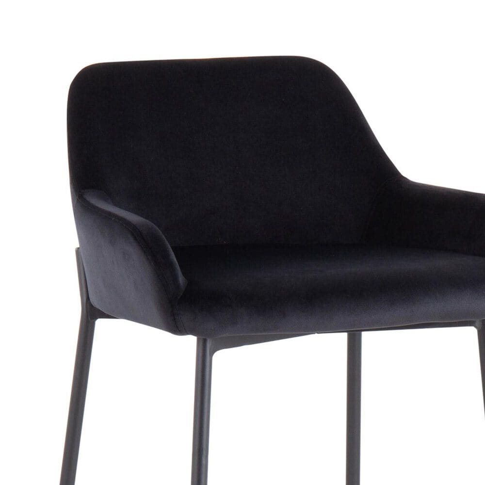 LumiSource Daniella Bar Stool with Black Velvet Upholstery in Black (Set of 2), , large