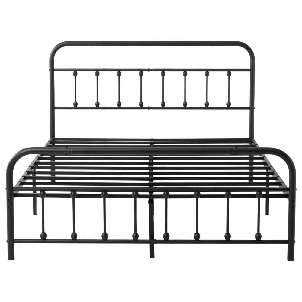 HOMLUX Queen Metal Bed Frame with Sturdy Slats in Black, , large