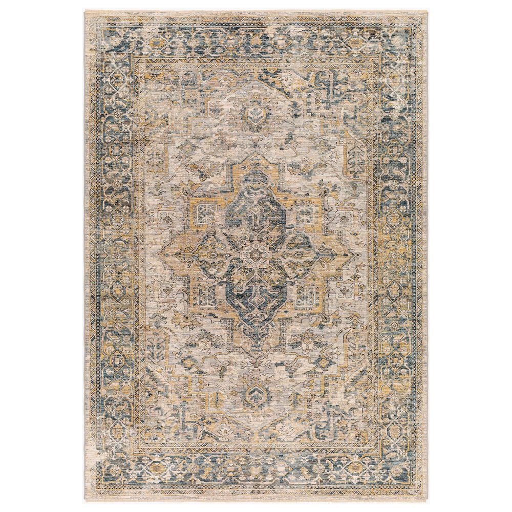 Surya Aspendos APS-2321 7"10" x 10"2" Teal, Mustard, Black, Medium Gray, Charcoal and Light Beige Area Rug, , large
