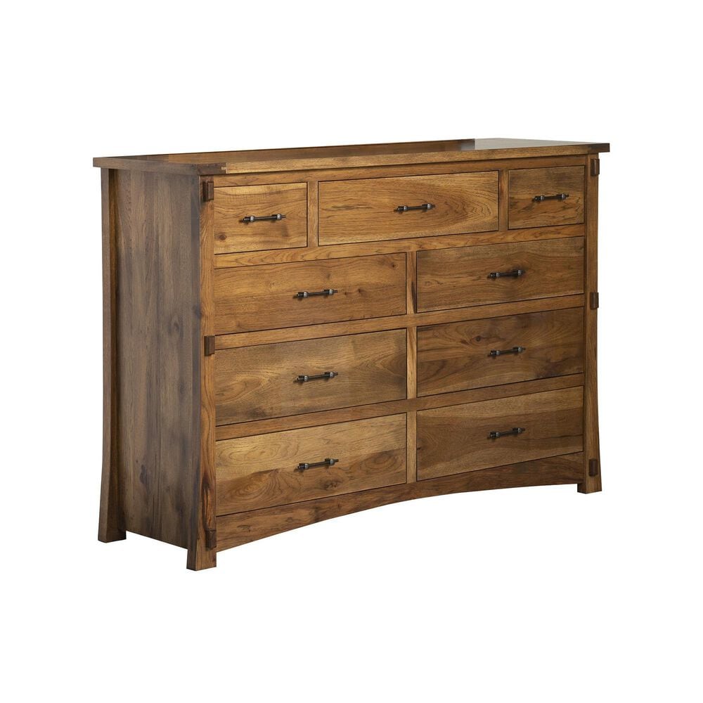 Briarwood LLC Jack and Jill 9 Drawer Dresser Only in Rustic Hickory Cappuccino, , large