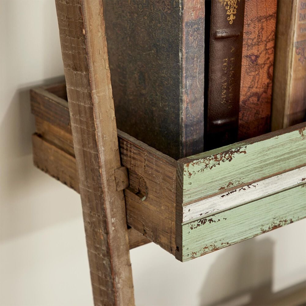 Maple and Jade 4-Shelf Storage Shelving Unit in Distressed Brown, , large