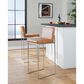 LumiSource Fuji Stackable Barstool with Camel Faux Leather in Stainless Steel (Set of 2), , large