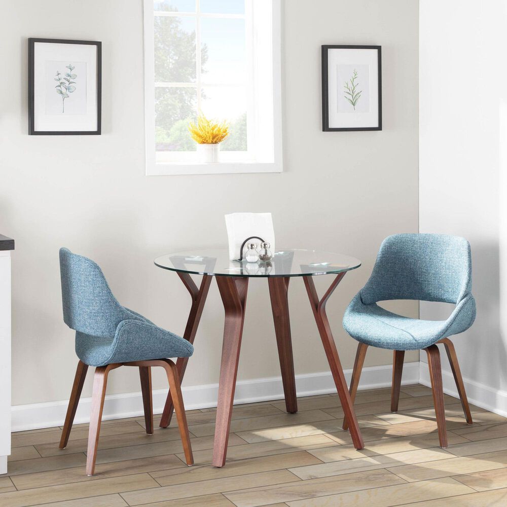 LumiSource Fabrico Side Chair with Blue Cushion in Walnut (Set of 2), , large