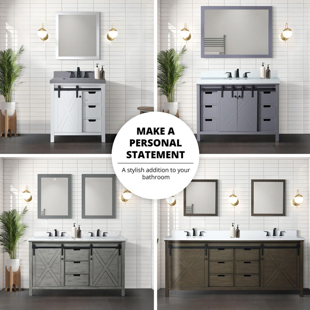 Lexora Home Marsyas 80&quot; Double Bathroom Vanity in White with Grey Quartz Top and Rectangular Sinks, , large