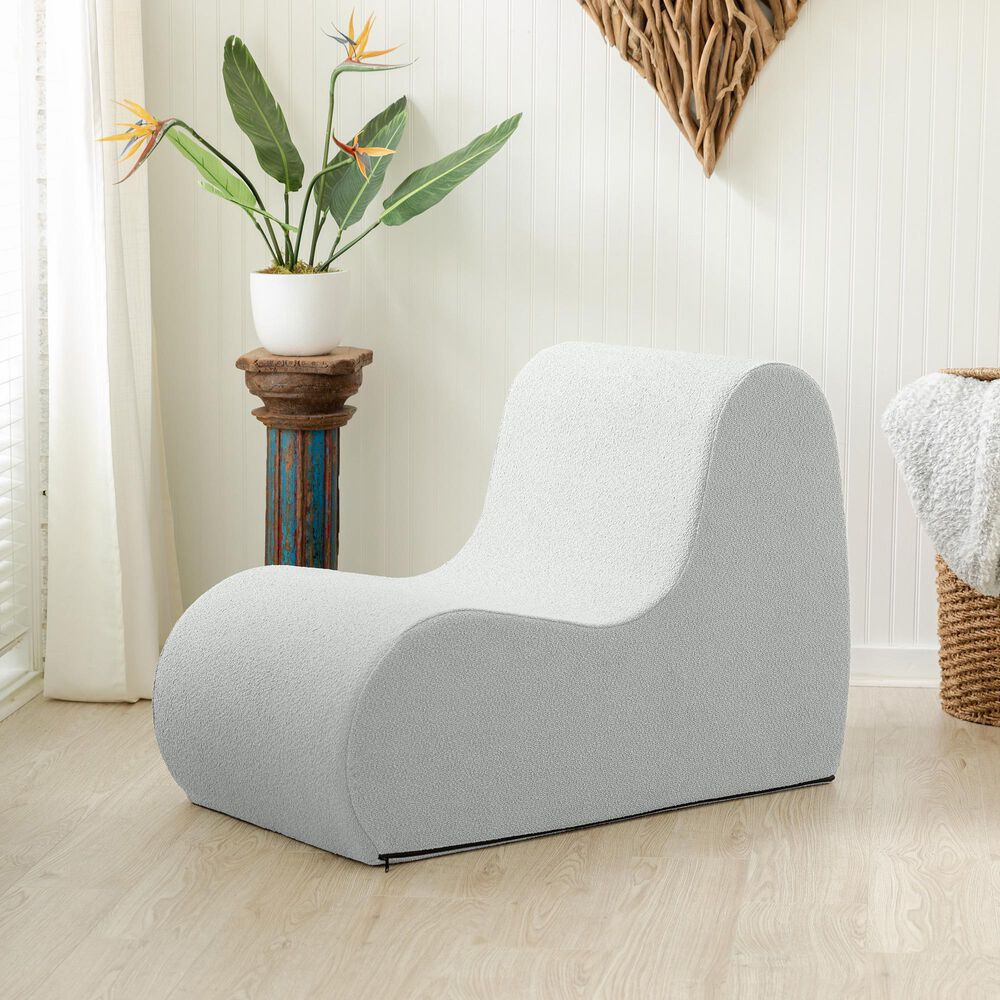 Jaxx Uptown Modern Armless Accent Chair in Boucle Silver, , large