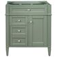 James Martin Vanities Brittany 30" Single Bathroom Vanity in Smokey Celadon with Single Hole 3 cm White Zeus Quartz Top and Rectangular Sink, , large