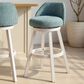 Armen Living Erika Swivel Bar Height Stool with Light Blue Upholstery in White, , large