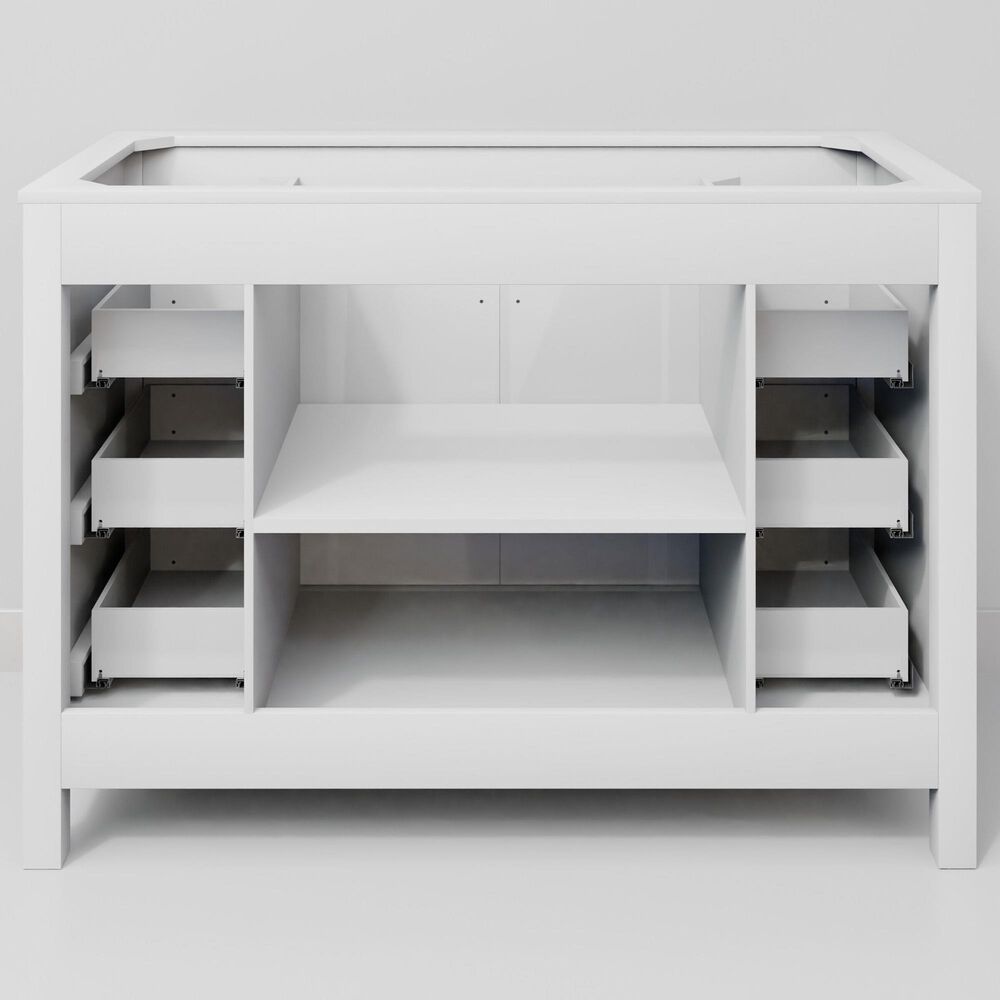 Lexora Home Marsyas 48&quot; Single Bathroom Vanity in White with Grey Quartz Top and Rectangular Sink, , large