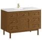 James Martin Laurent 48" Single Bathroom Vanity in Honey Oak with Single Hole 3 cm White Zeus Silestone Top and Rectangular Sink, , large