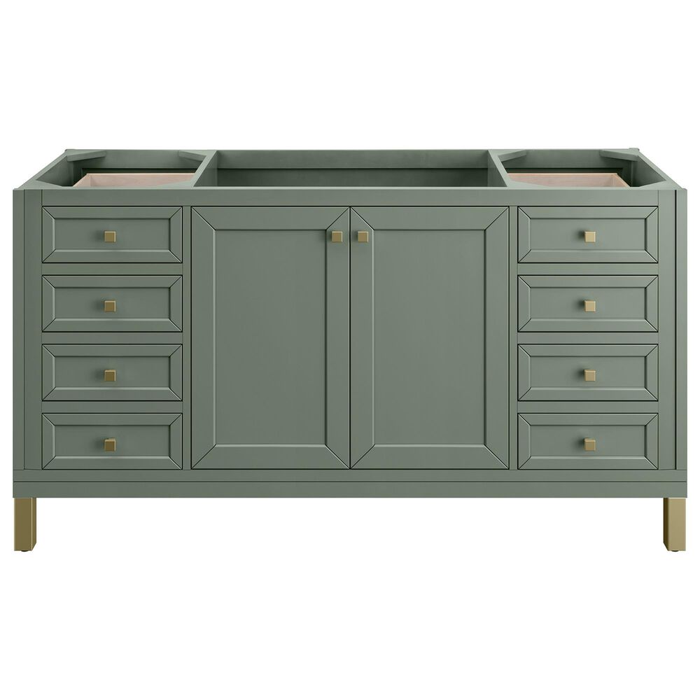 James Martin Vanities Chicago 60&quot; Single Bathroom Vanity in Smokey Celadon with Single Hole 3 cm White Zeus Quartz Top and Rectangular Sink, , large