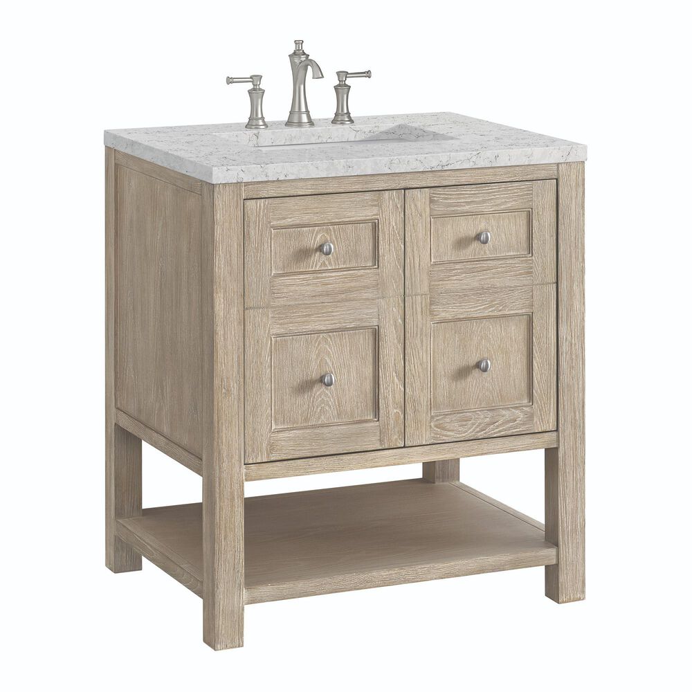 James Martin Vanities Breckenridge 30&quot; Single Vanity in Whitewashed Oak with 3 cm Eternal Jasmine Pearl Quartz Top, , large