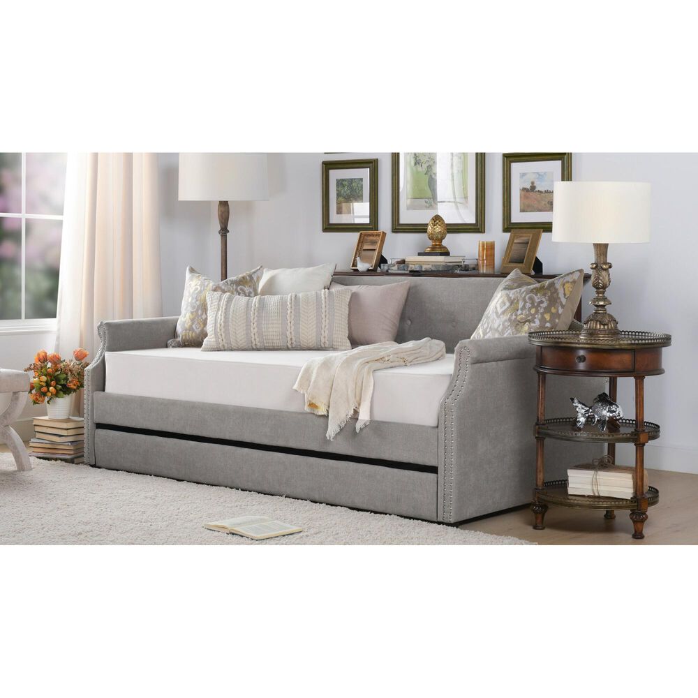 Jennifer Taylor Home Kirk Upholstered Trundle Daybed in Silver Grey