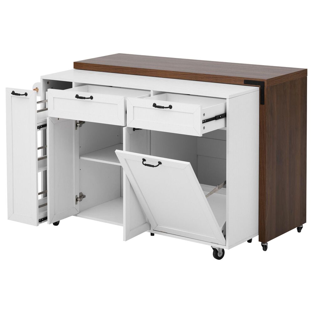 HOMLUX 102" Kitchen Island with Extendable Dining Table in White, , large