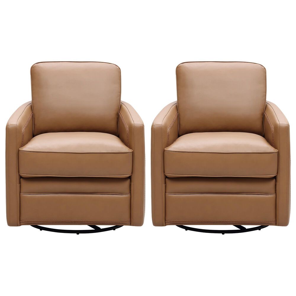 Italiano Furniture Turner Leather Swivel Glider in Camel (Set of 2), , large