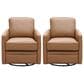 Italiano Furniture Turner Leather Swivel Glider in Camel (Set of 2), , large