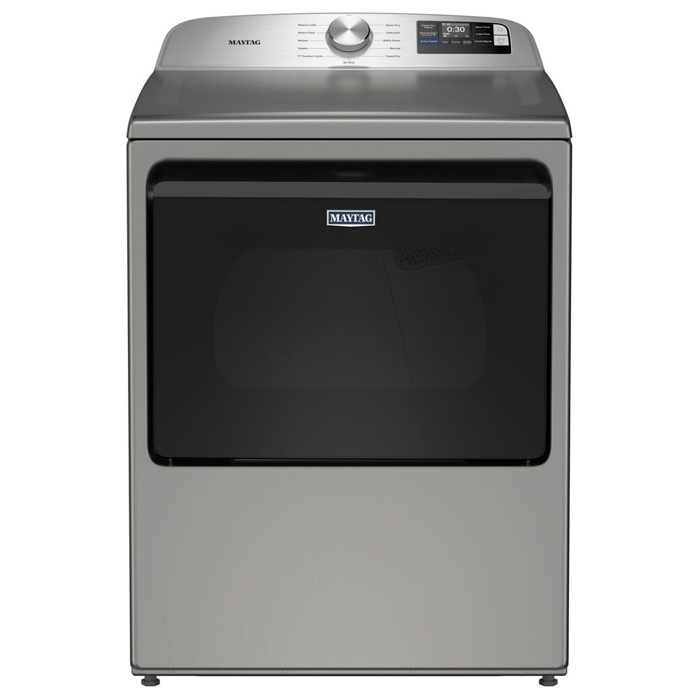 Maytag 5.2 Cu. Ft. Smart Top Load Washer and 7.4 Cu. Ft. Smart Electric Top Load Dryer Laundry Pair in Classic Silver, , large
