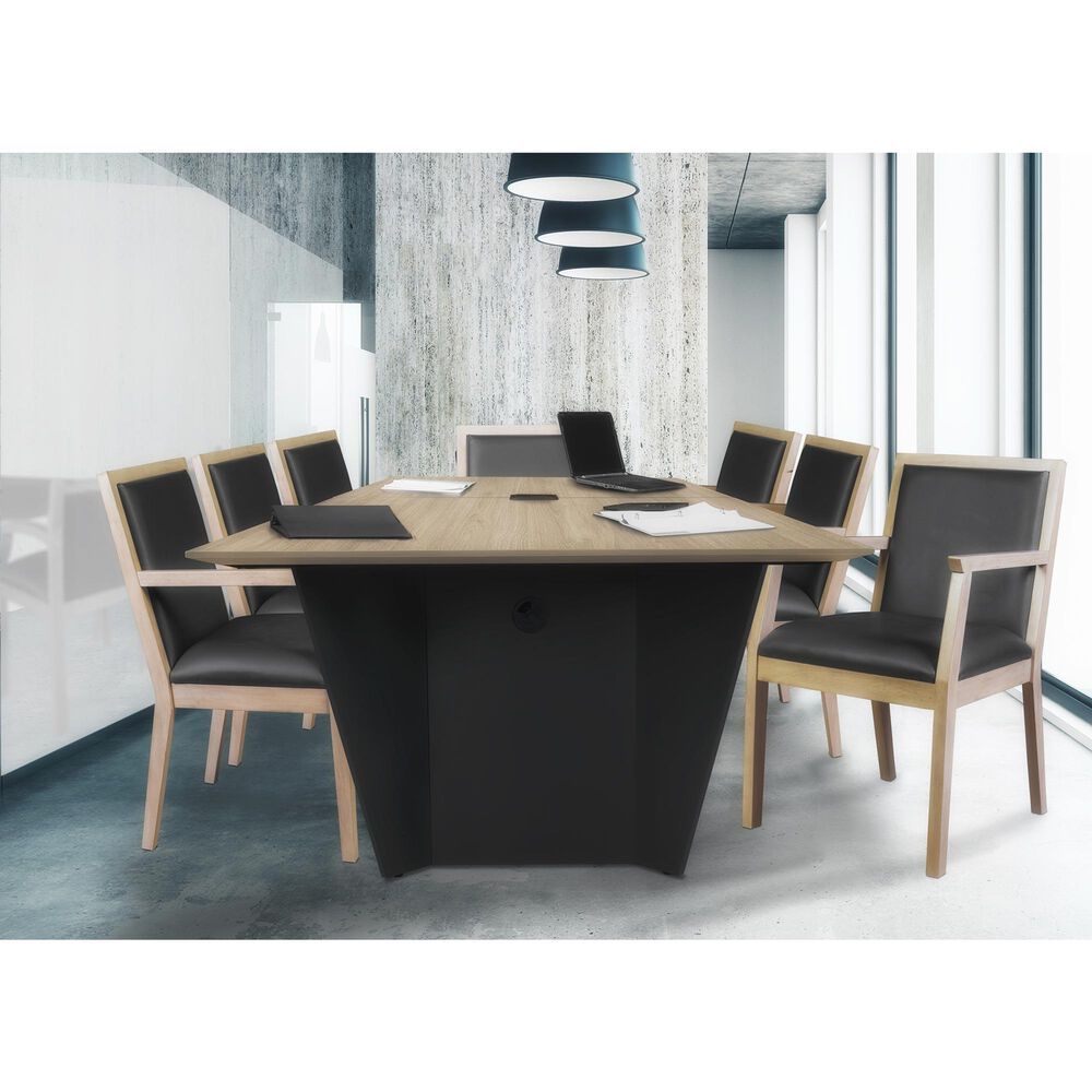 Regency Global Sourcing Regent WallGuard Guest and Reception Side Chair with Black Cushion in Noble Oak, , large