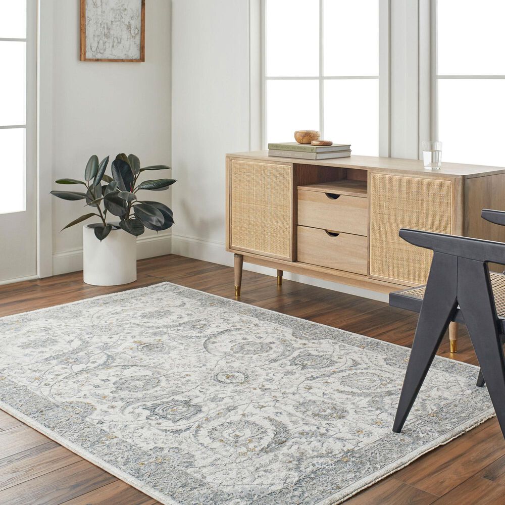 Surya Dresden White, Medium Gray, Gray, Light Slate, Denim and Mustard 10&#39; x 13&#39;11&quot; Area Rug, , large