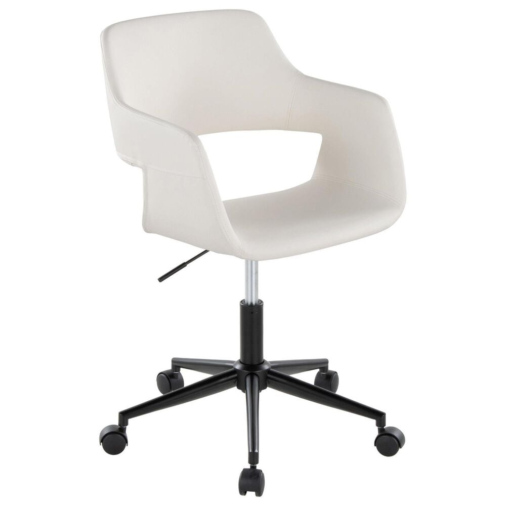 Lumisource Margarite Task Chair with White Faux Leather Cushion in Black, , large