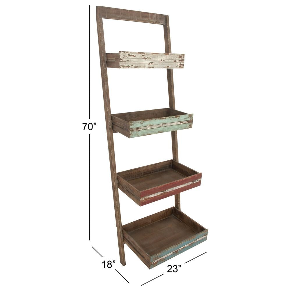 Maple and Jade 4-Shelf Storage Shelving Unit in Distressed Brown, , large