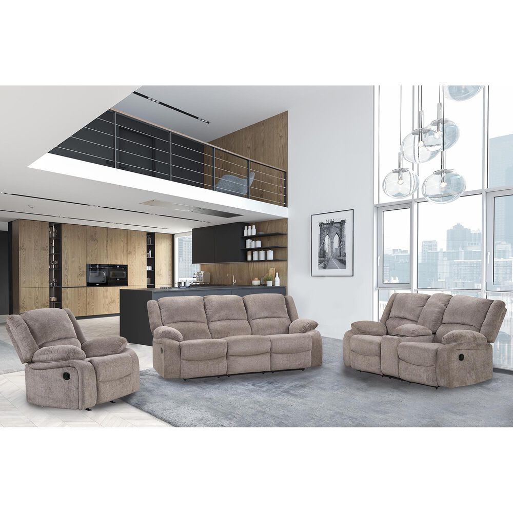 Furniture of America Hawkins 3-Piece Manual Reclining Living Room Set in Gray, , large