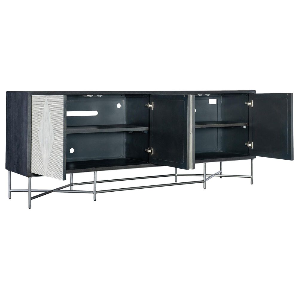Hooker Furniture Commerce and Market 80&quot; Fine Lines Entertainment Console in Black, White and Brushed Pewter, , large
