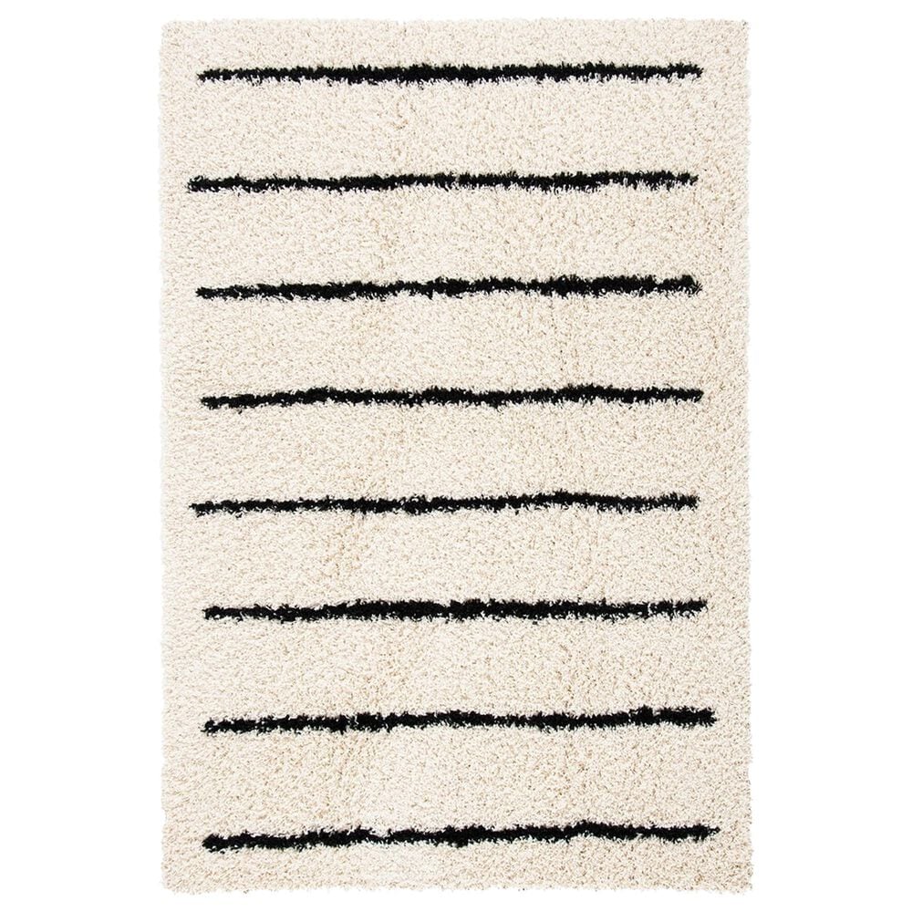 Safavieh Venus Shag VNS604A 5"3" x 7"6" Ivory and Black Area Rug, , large