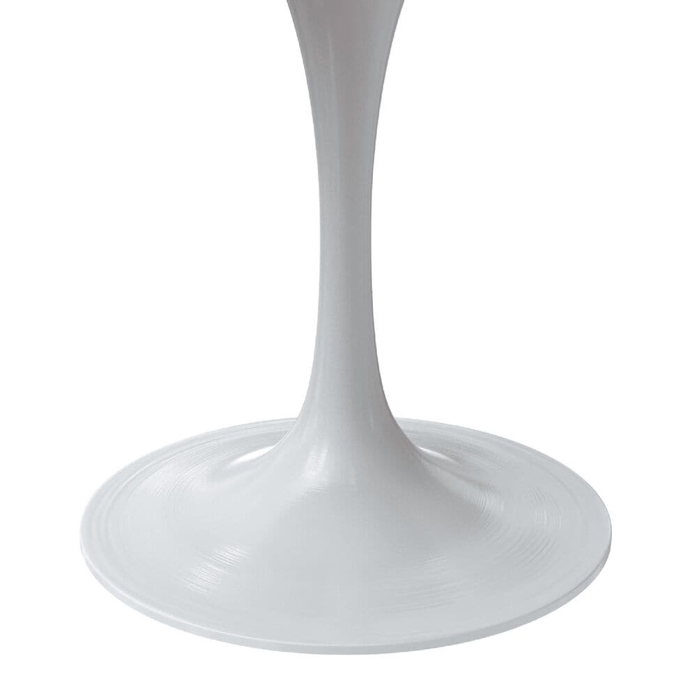 Leisuremod LeisureMod Verve Collection 36 Round Dining Table, White Base with Dark Maple MDF Top, , large