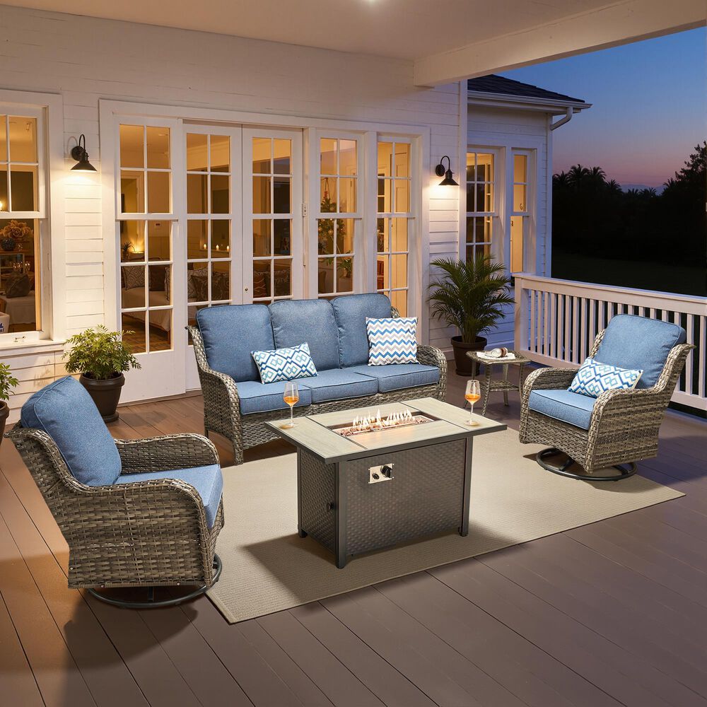 HOMLUX 5-Piece Patio Set in Denim Blue, , large