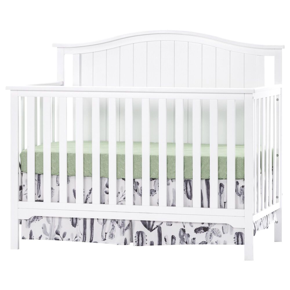Foundations Worldwide Hampton Arch Top 4-In-1 Convertible Baby Crib in Matte White, , large