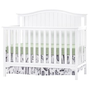 Foundations Worldwide Hampton Arch Top 4-In-1 Convertible Baby Crib in Matte White, , large