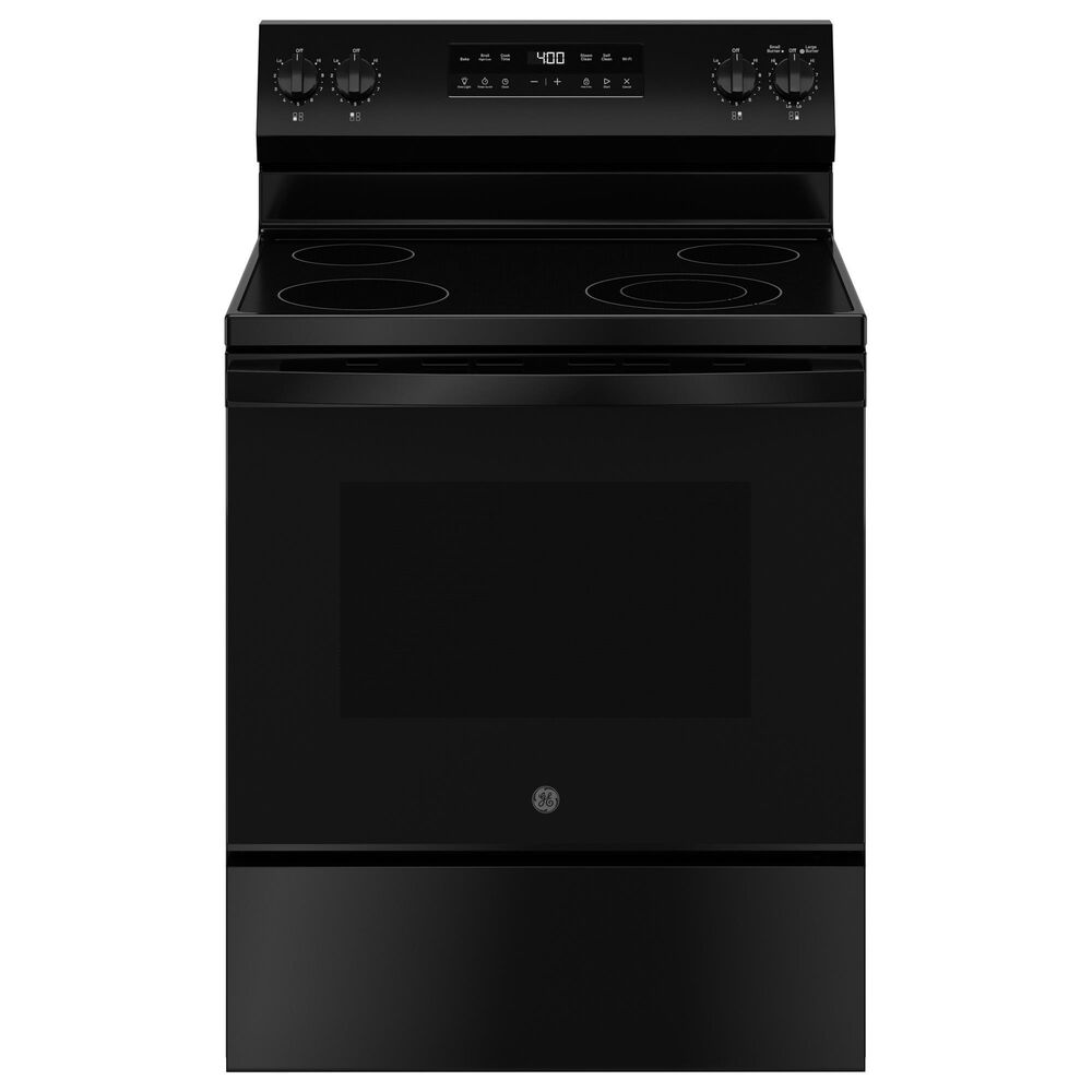 GE Appliances 30" Freestanding Electric Range with Self-Clean and 4 Burners in Black, , large