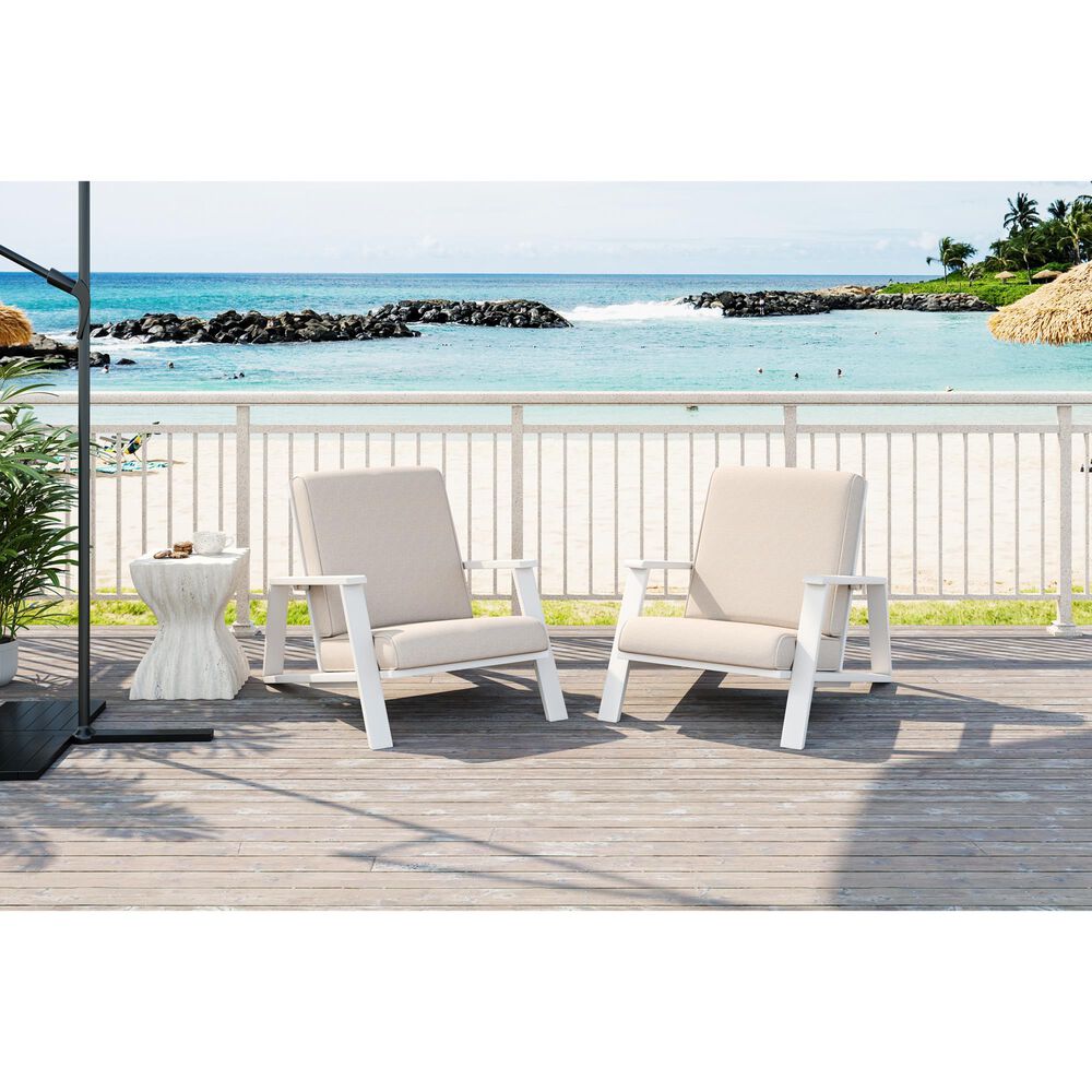 Hearth and Haven Outdoor Lounge Chair with White Frame in Beige (Set of 2), , large