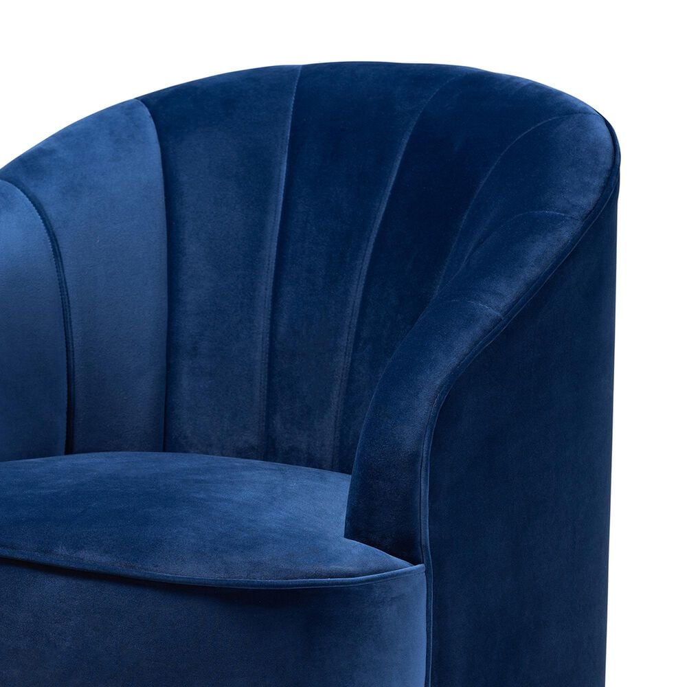 Baxton Studio Fiore Swivel Accent Chair in Royal Blue, , large