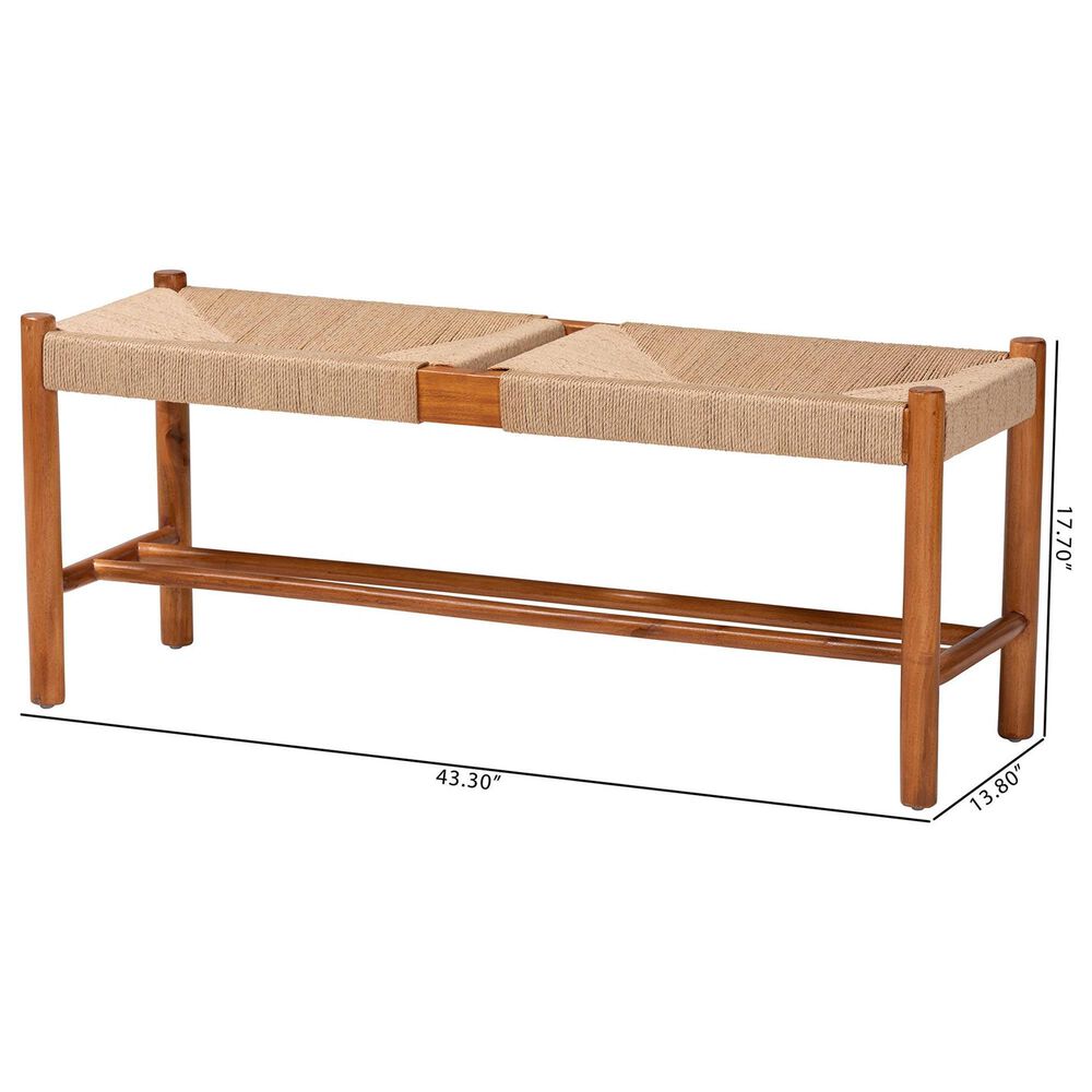 Baxton Studio Saura Bench in Natural and Oak Brown, , large