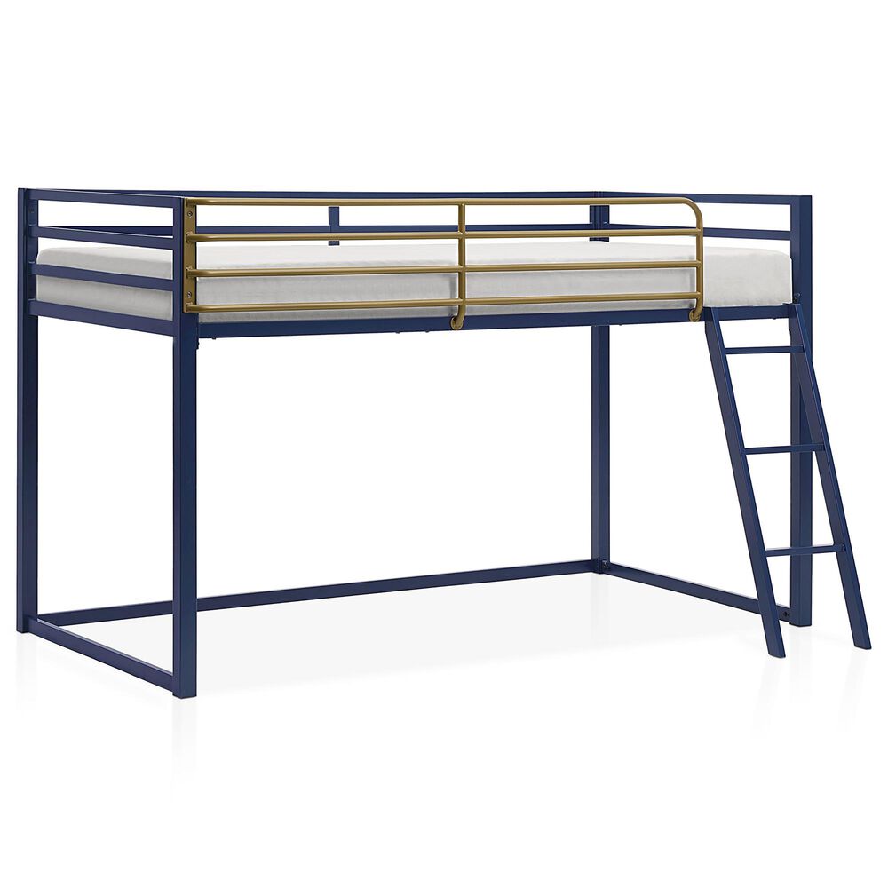 Furniture of America Haven Twin Loft Bed in Blue and Gold, , large