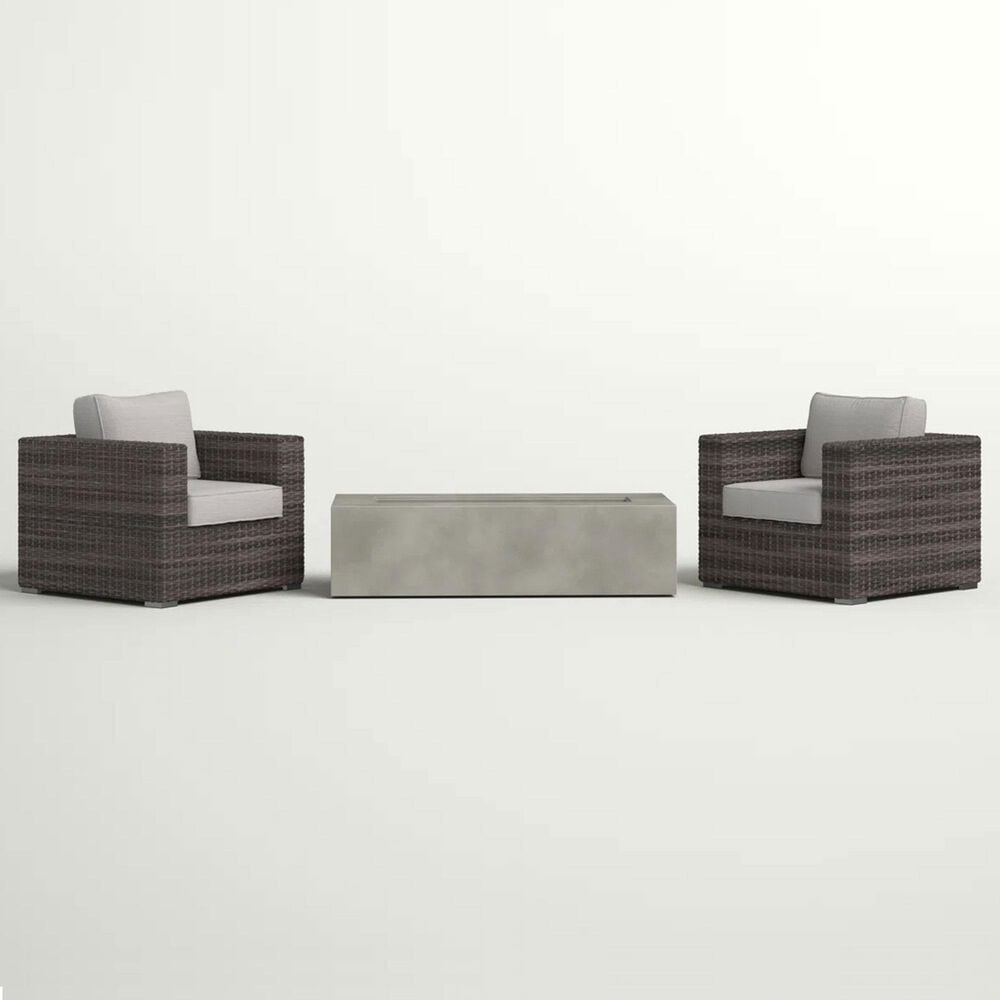 Hearth and Haven 3-piece Outdoor Wicker Conversation Set with Concrete Fire Pit Table in Gray, , large